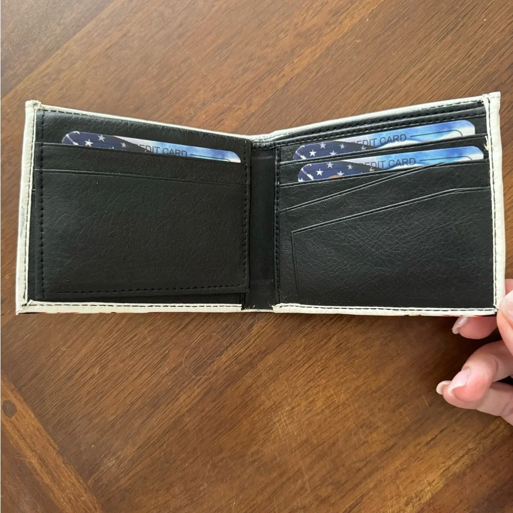 American Flag Eagle Vegan Leather Bifold Wallet NIB
